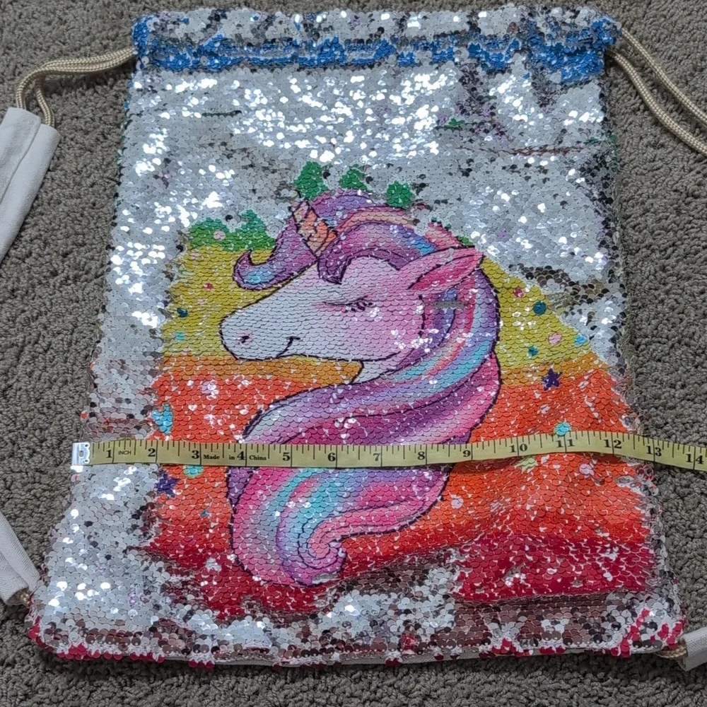 Unicorn Sequin Canvas Cinch Bag Little Girl Accessories